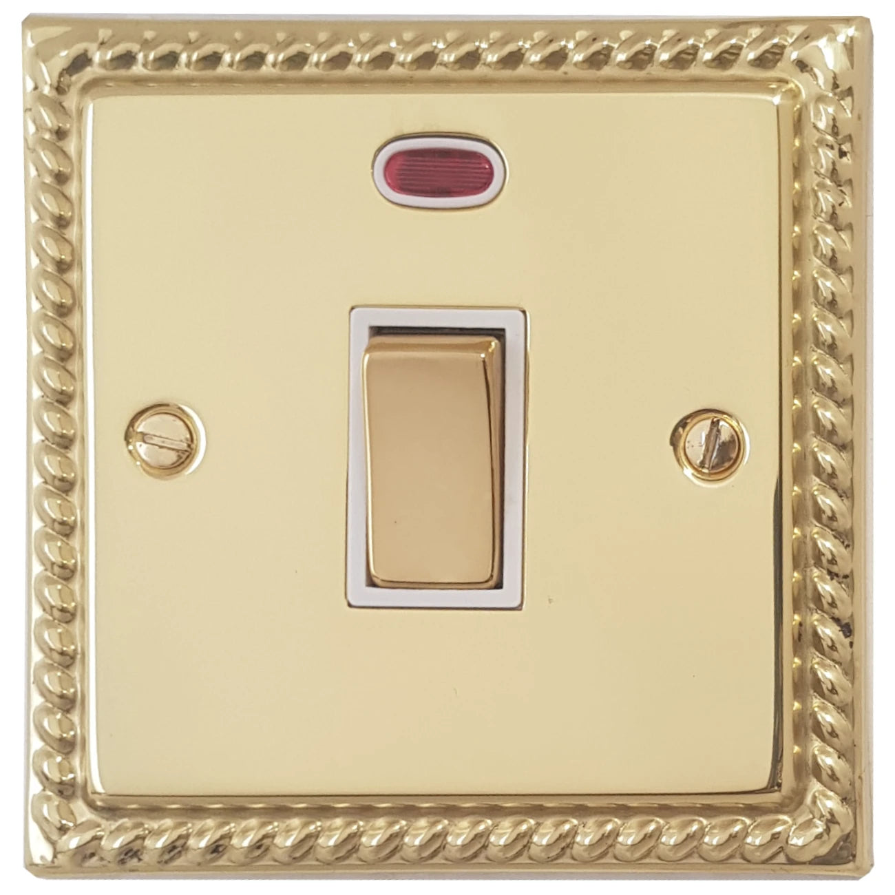 Georgian Polished Brass 20 Amp Dp Switch & Neon