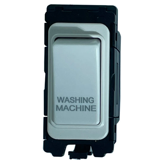 20A DP Switch - Engraved with - Washing Machine - All White Insert