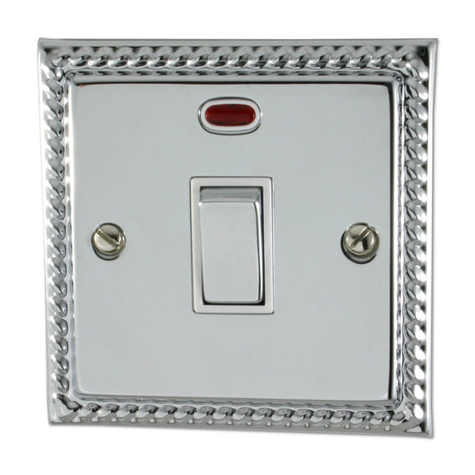 Georgian Polished Chrome 20 Amp Switch & Neon
