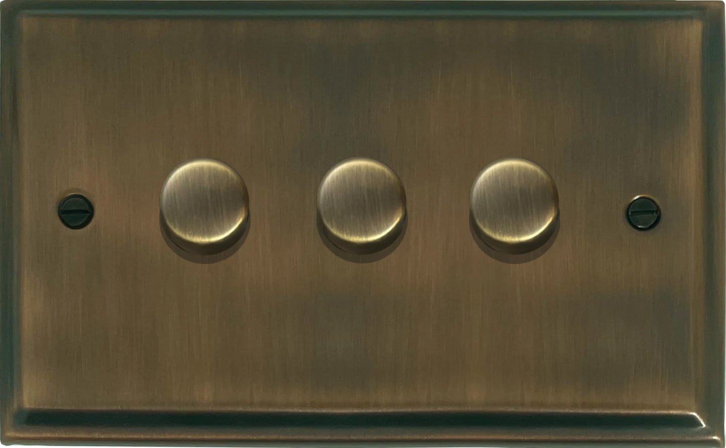 Deco Antique Brass Deco 3 Gang LED Dimmer