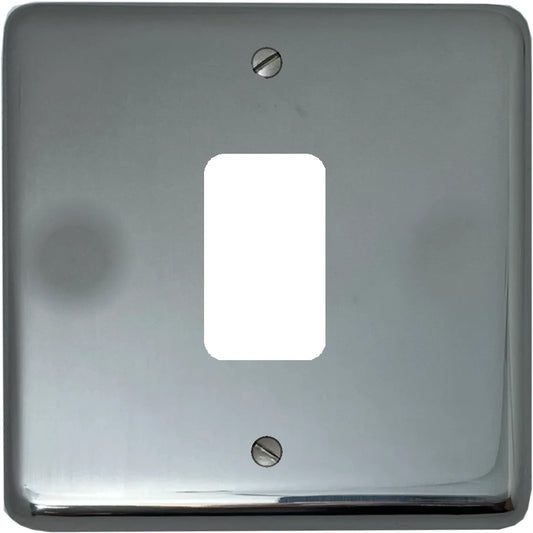 Contour Polished Steel 1 Gang Grid Plate