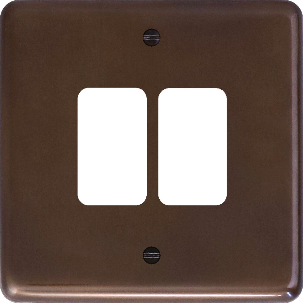 Contour Medium Bronze 2 Gang Grid Plate