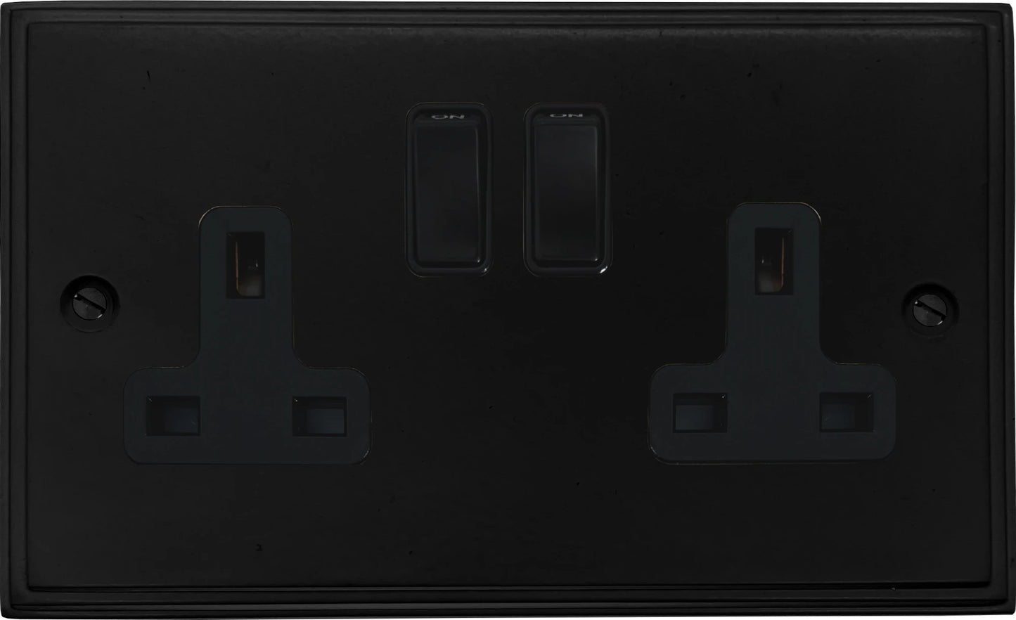 Victorian  Flat Black  2 Gang Socket