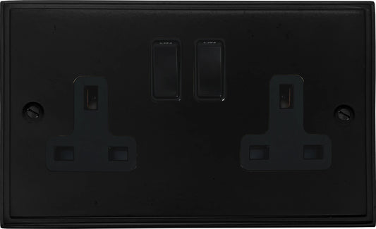 Victorian  Flat Black  2 Gang Socket