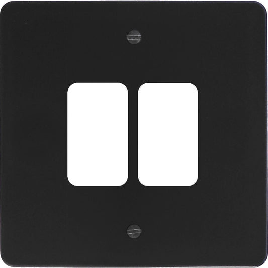 Flat Black 2 Gang Grid Plate