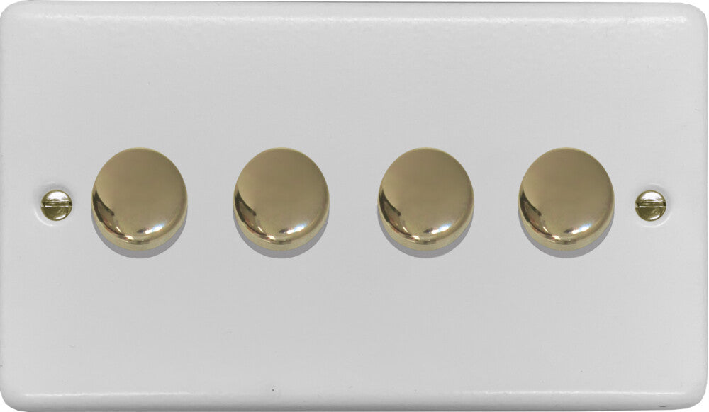Contour Flat White 4 Gang Dimmer LED