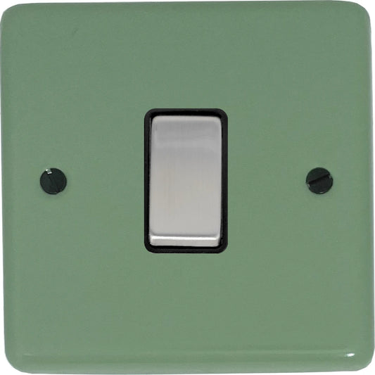Classic Sage Green 1 Gang Switch (Satin Chrome Switch/Black Insert)