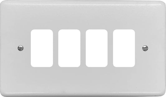 Contour Flat White 4 Gang Grid Plate