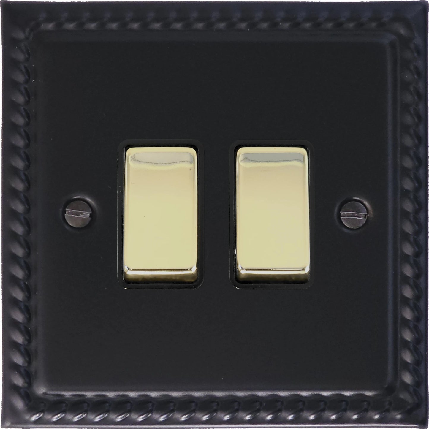Georgian Flat Black 2 Gang Switch