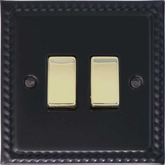 Georgian Flat Black 2 Gang Switch