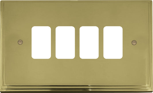 Victorian Polished Brass 4 Gang Grid Plate