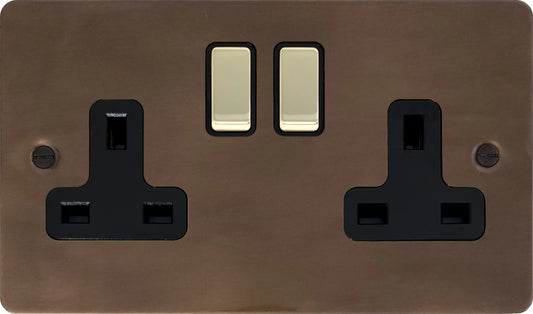 Flat  Medium Bronze  2 Gang Socket