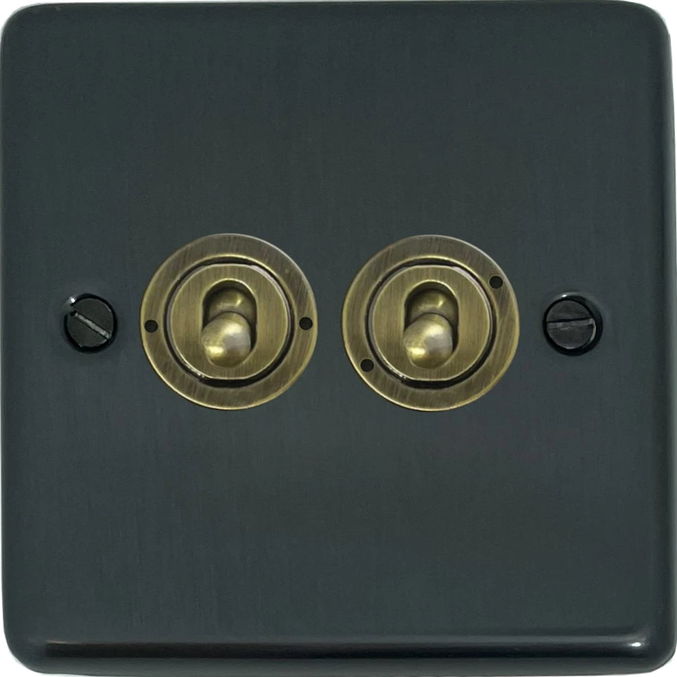 Contour Black Bronze 2 Gang 2 Way Toggle