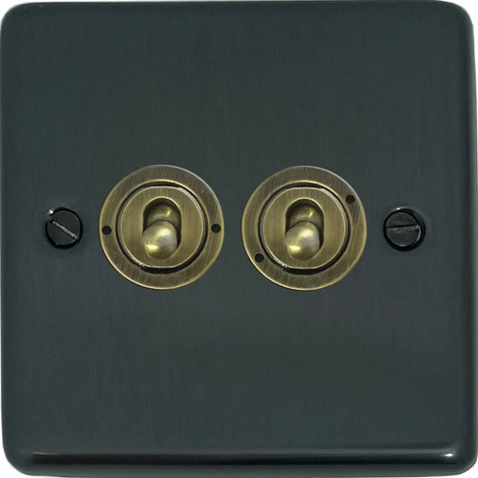 Contour Black Bronze 2 Gang 2 Way Toggle