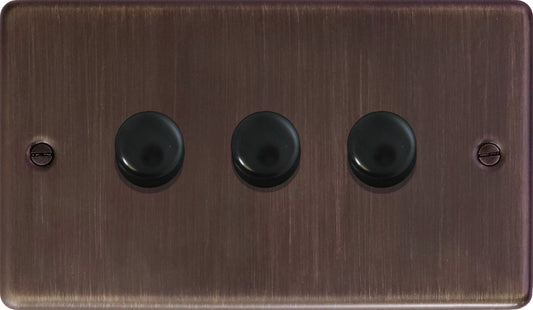 Contour Antique Copper 3 Gang 120W LED Dimmer