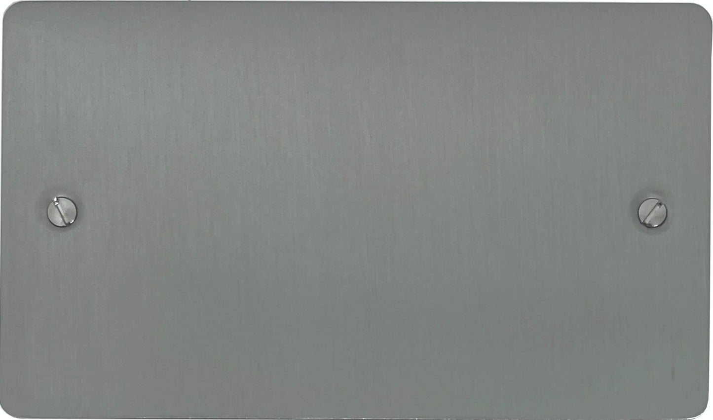 Flat Brushed Steel 2 Gang Blank