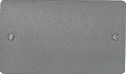 Flat Brushed Steel 2 Gang Blank
