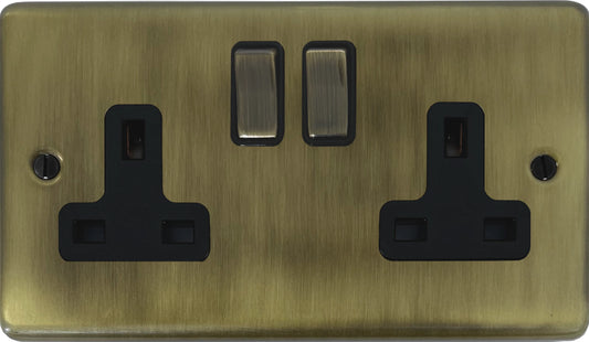 Contour  Light Antique Brass  2 Gang Socket