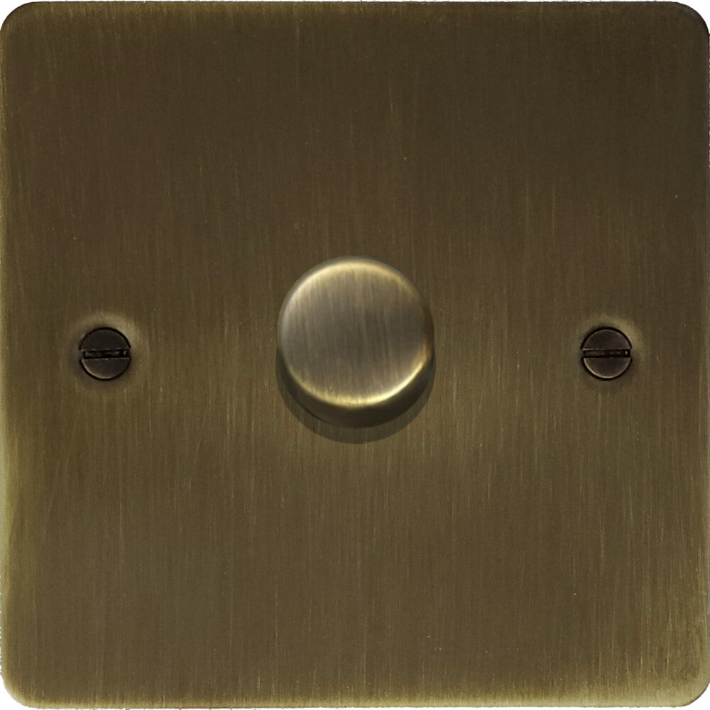 Flat Antique Brass 1 Gang LED Dimmer