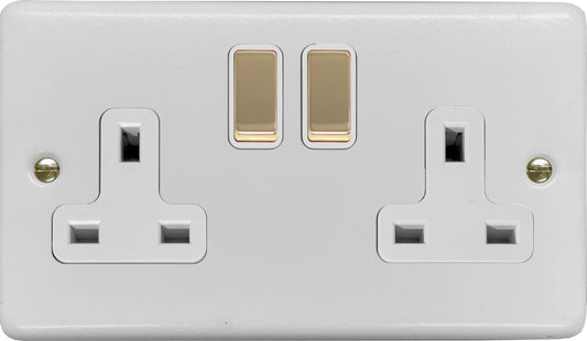 Contour  Flat White 2 Gang Socket