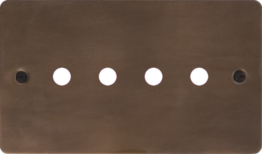 Flat Medium Bronze 4 Gang Grid Toggle Plate