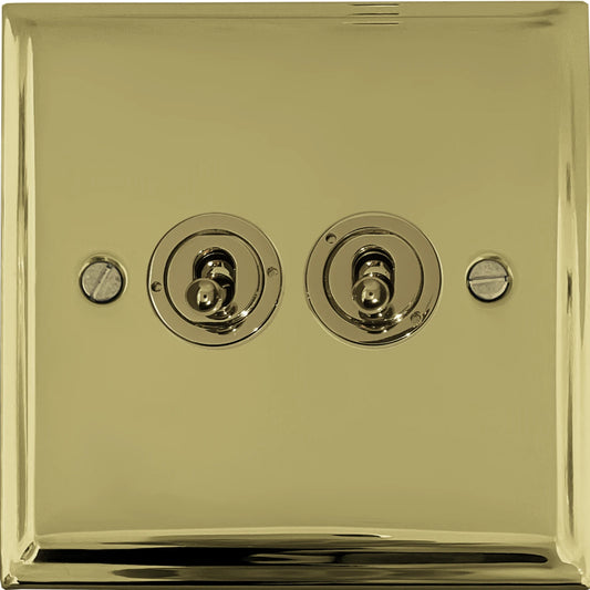 Deco Polished Brass 2 Gang Toggle