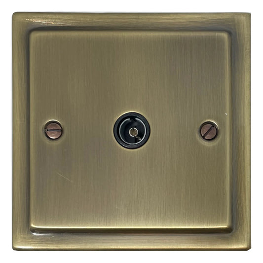 Victorian Light Antique Brass 1 Gang Coax Socket