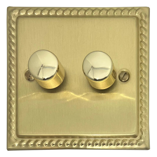 Monarch Satin Brass 2 Gang LED Dimmer