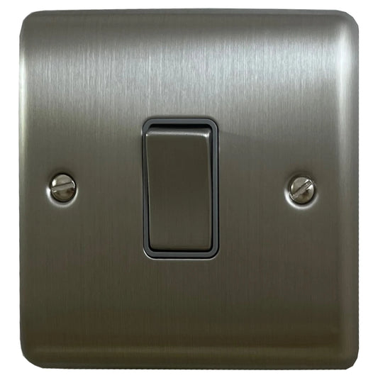 Basics Brushed Steel 1 Gang Light Switch