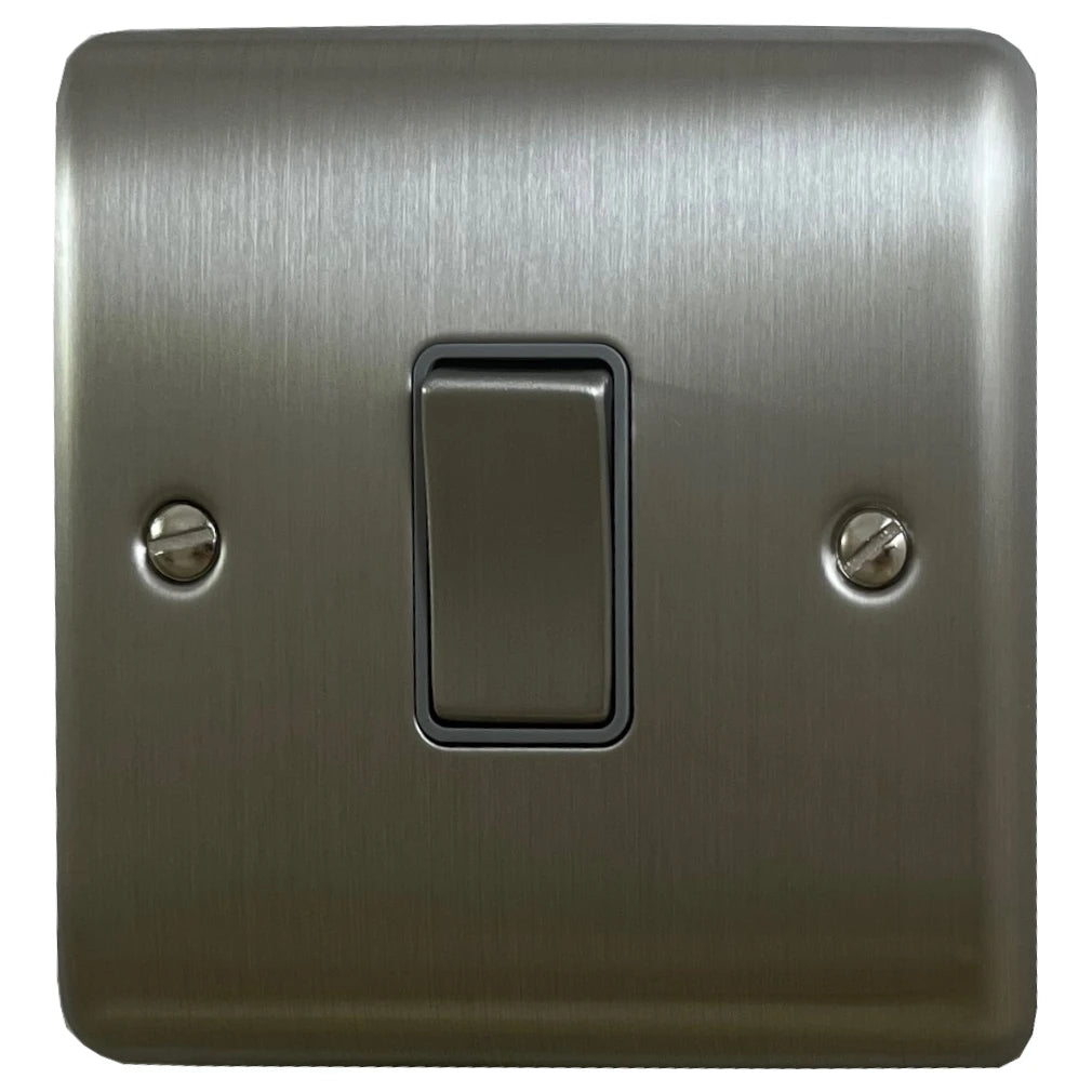 Basics Brushed Steel 1 Gang Light Switch