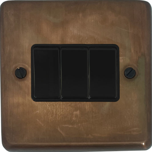 Contour Tarnished Copper 3 Gang 2 Way Switch