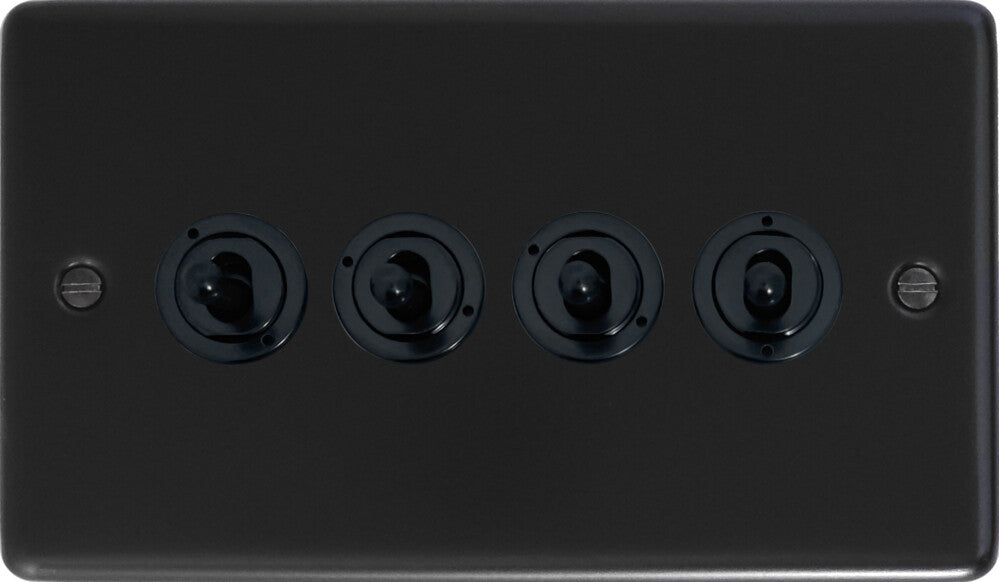 Contour Flat Black 4 Gang Toggle (Black Toggles)