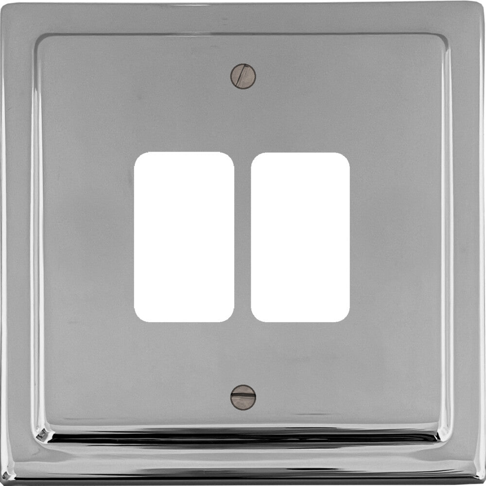 Victorian Polished Chrome 2 Gang Grid Plate