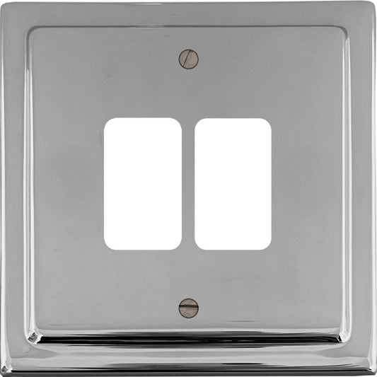Victorian Polished Chrome 2 Gang Grid Plate