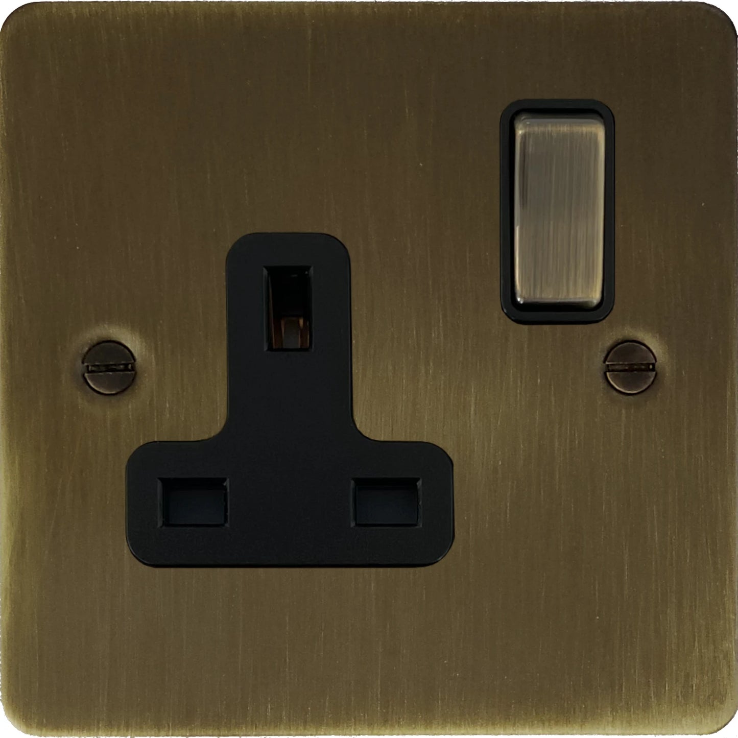 Flat Antique Brass 1 Gang Socket (Brass Switch)