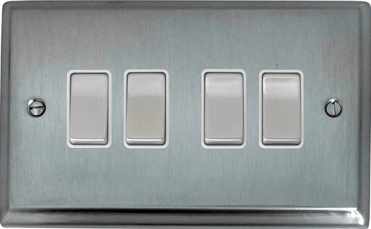 Deco Satin Chrome 4 Gang 2 Way Switch
