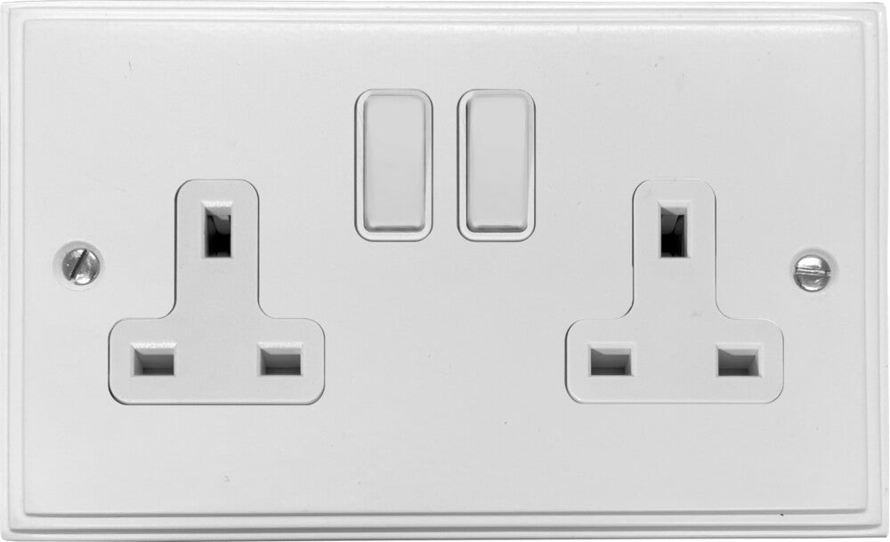 Victorian  Flat White  2 Gang Socket