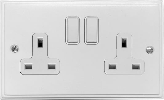 Victorian  Flat White  2 Gang Socket
