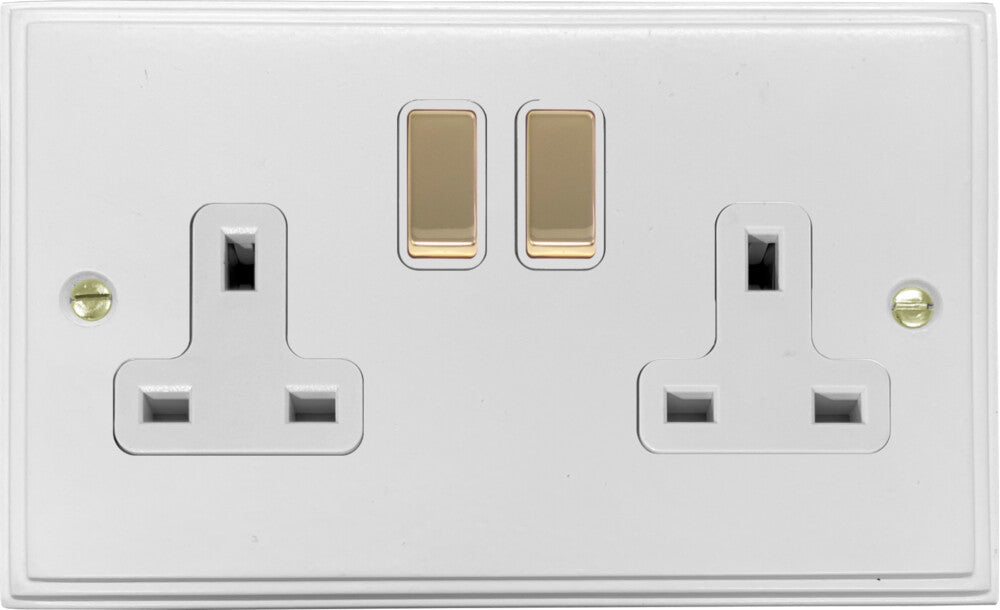 Victorian  Flat White 2 Gang Socket