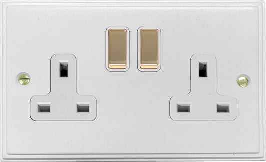 Victorian  Flat White 2 Gang Socket