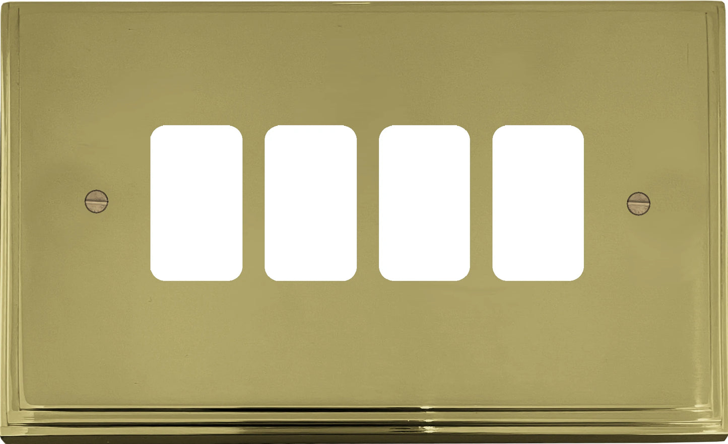 Victorian Polished Brass 4 Gang Grid Plate