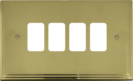 Victorian Polished Brass 4 Gang Grid Plate