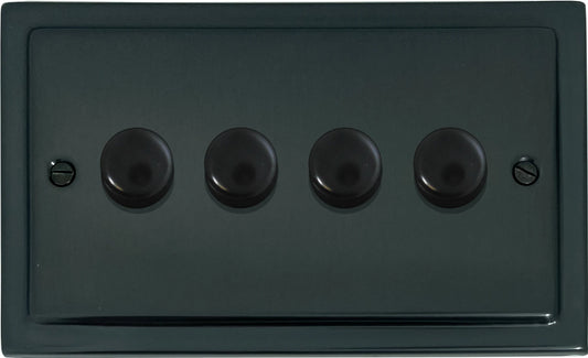 Victorian Black Bronze LED Dimmer (4 Gang)