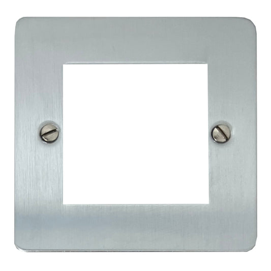 Flat Satin Chrome 1 Gang 2 Mod Euro