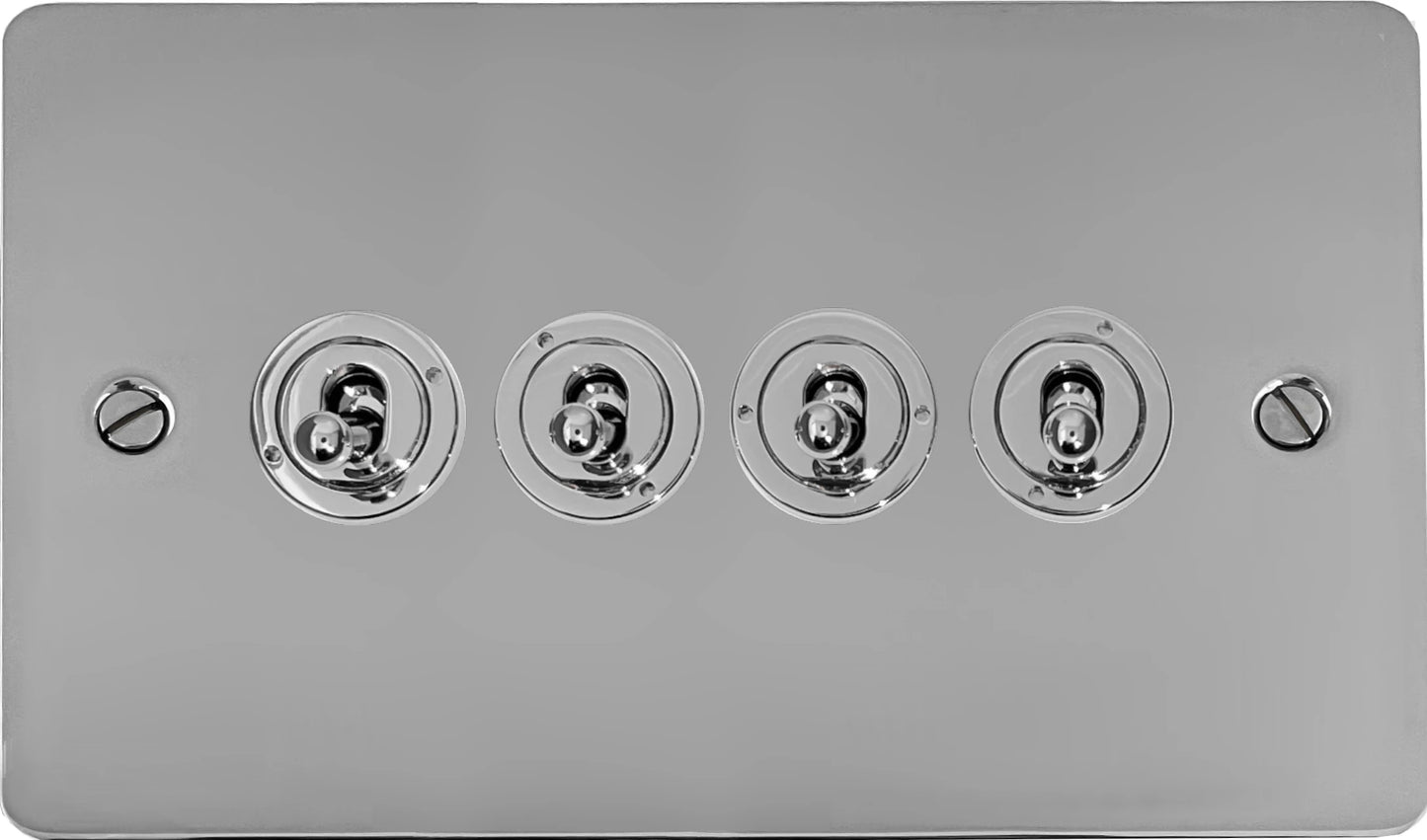Flat Polished Chrome 4 Gang Toggle Switch