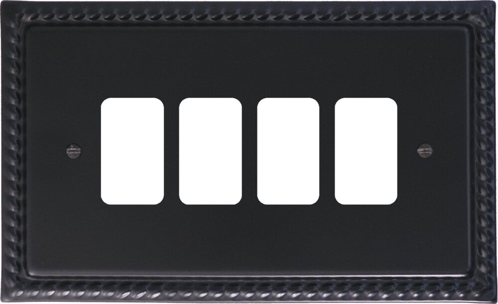 Georgian Flat Black 4 Gang Grid Plate