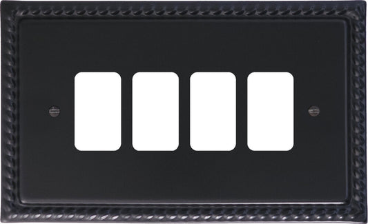 Georgian Flat Black 4 Gang Grid Plate