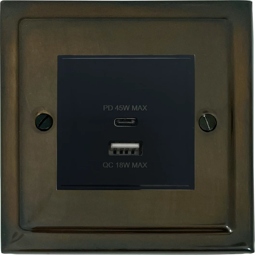 Trimline Medium Bronze 45W Quick Charge USB Module