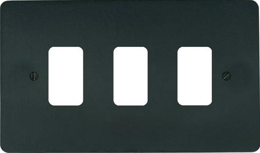 Flat Black Bronze 3 Gang 2 Way Grid