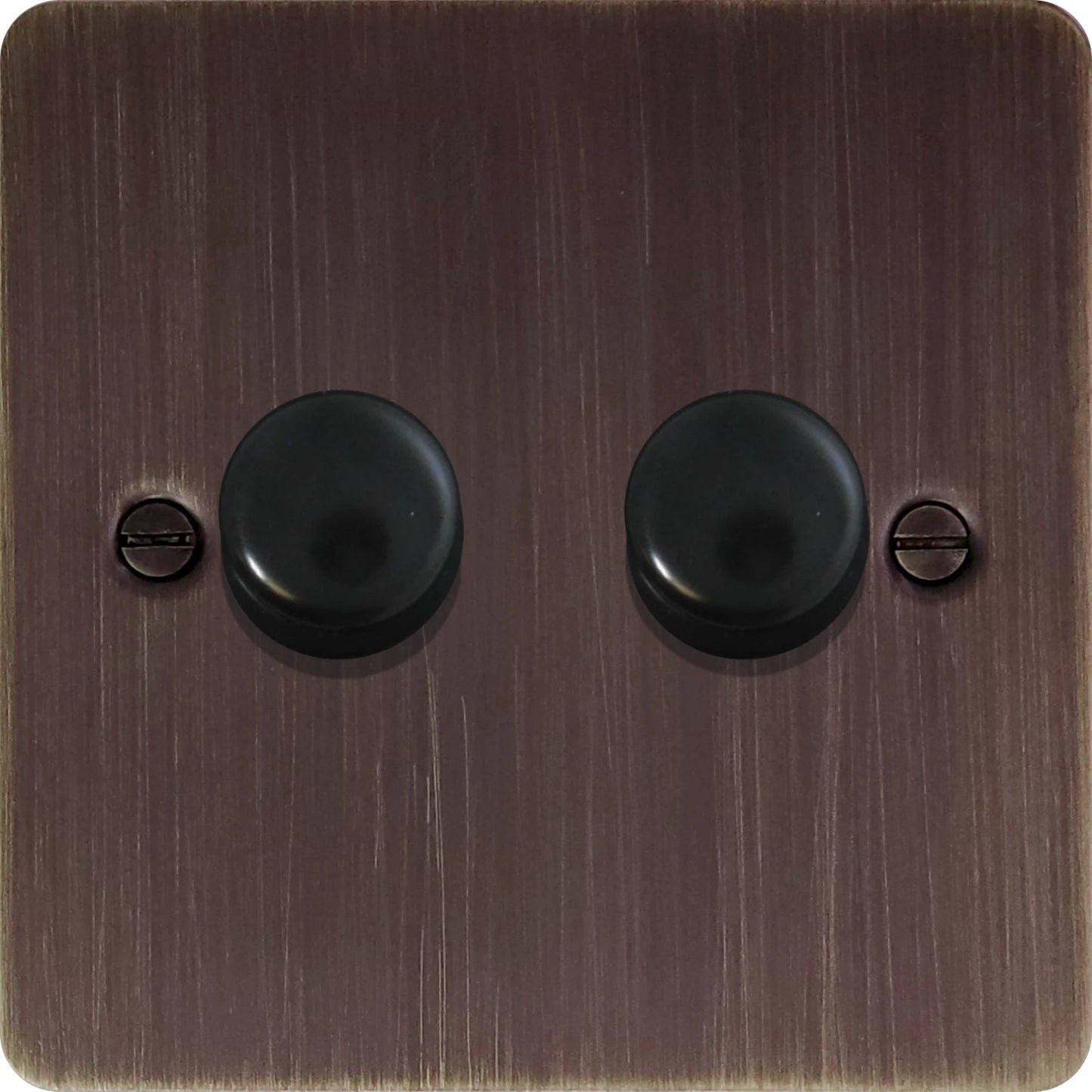 Flat Antique Copper 2 Gang 120W LED Dimmer